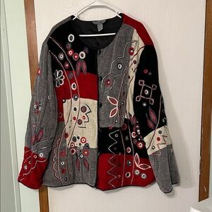 Indigo Moon Colorful Patchwork Style Button-Up Jacket Size 3X